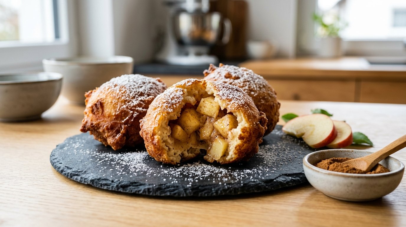 entdecken Sie die revolutionäre Methode für perfekte Apfel-Krapfen ohne Fritteuse – fluffig, knusprig und ganz einfach zubereitet