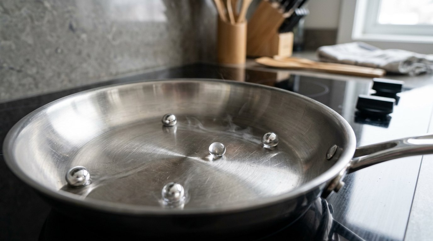 entdecken Sie die richtige Temperatur Technik für perfekt gebratene Speisen in der Edelstahlpfanne ohne excessive Fettmenge