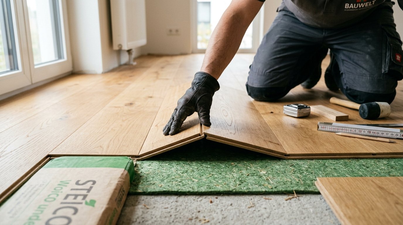entdecken Sie das Profi-Geheimnis für absolut geräusloses Schwimmparkett: die oft übersehene Unterlage, die störendes Klappern dauerhaft eliminiert